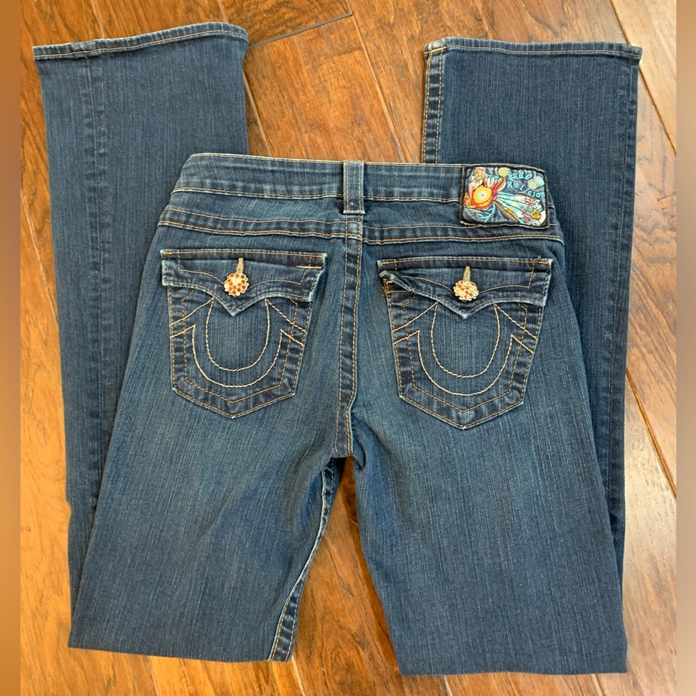 True Religion Jewel button Peacock jeans size 28